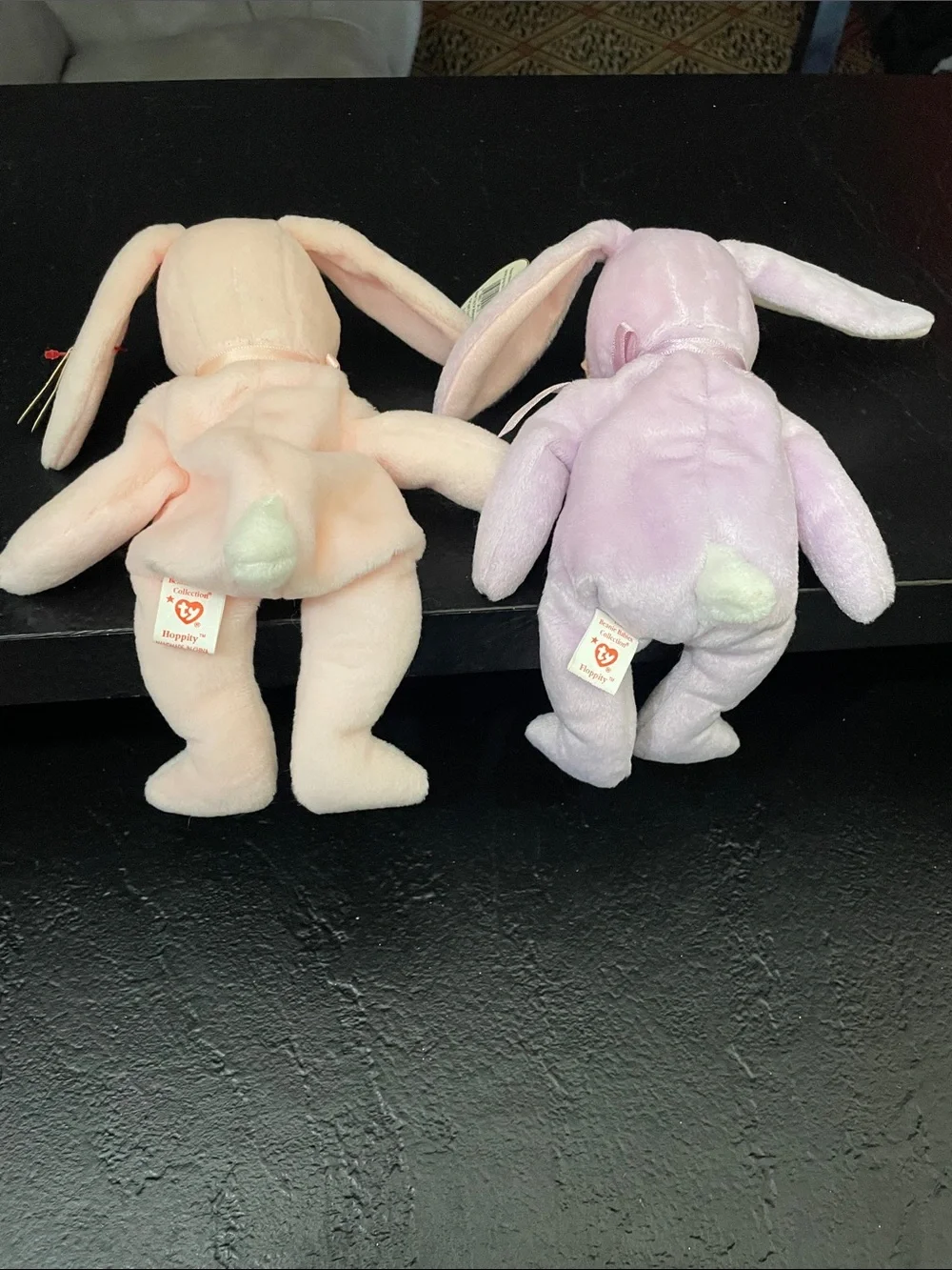 1996 Ty Plush Bunny Pastel Pink & Lavender Hoppity & Floppity Rare